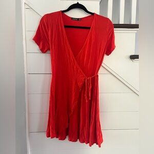 ASOS Boohoo Burnt orange wrap mini dress (Size 6)